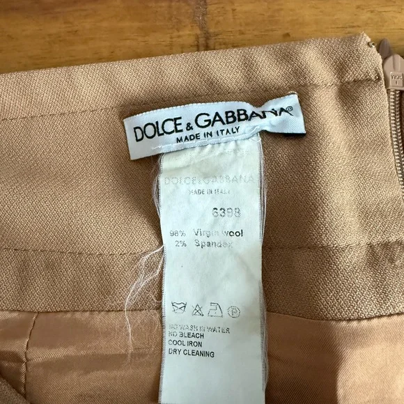 EUC Dolce & Gabbana Tan Camel Wool Knee-length Skirt Sz 44 - Picture 5 of 6